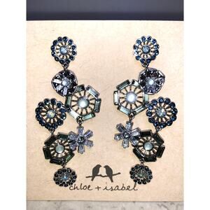 CHLOE + ISABEL multi-motif crystal drop statement earrings - E005